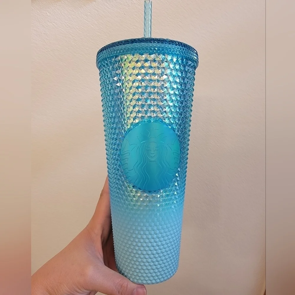 Starbucks 2023 Glacier Blue Studded Bling Ombre Tumbler Cup